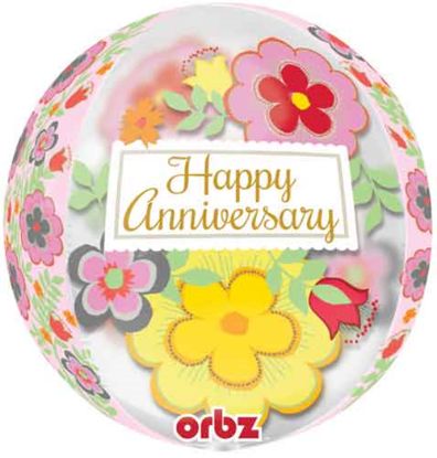 Picture of ANAGRAM 16 INCH FOIL BALLOON - ORBZ PARTIALY ROUND SEE THROUGH ANNIVERSARY