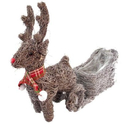 Picture of 50cm GREY SALIM REINDEER WITH SLEIGH PLANTER