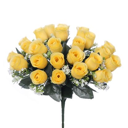 Picture of 41cm ROSEBUD BUSH (24 HEADS) WITH GYP YELLOW
