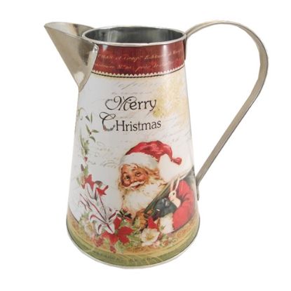 Picture of 21cm METAL JUG WITH HANDLE - MERRY CHRISTMAS SANTA