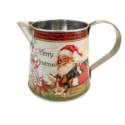 Picture of 11.5cm METAL JUG WITH HANDLE - MERRY CHRISTMAS SANTA