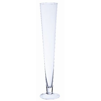 Picture of 80cm GLASS TALL FOOTED CONICAL VASE CLEAR