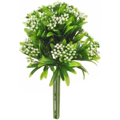 Picture of 30cm PLASTIC BERRY BUNDLE WHITE/GREEN