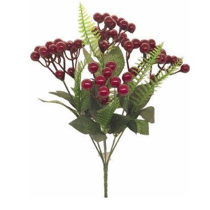 Picture of 31cm BERRY BUSH WITH FERN BURGUNDY
