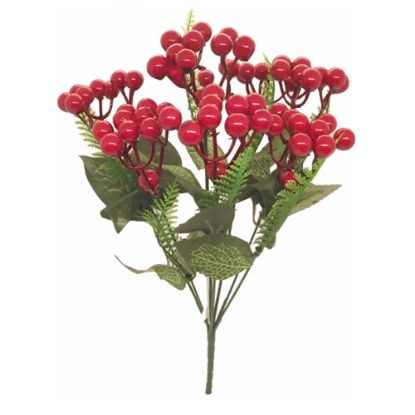 Picture of 31cm BERRY BUSH WITH FERN RED