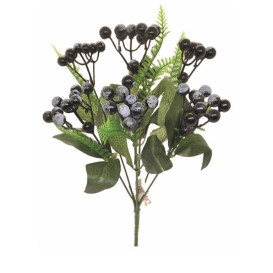 Picture of 31cm BERRY BUSH WITH FERN BLUE/BLACK