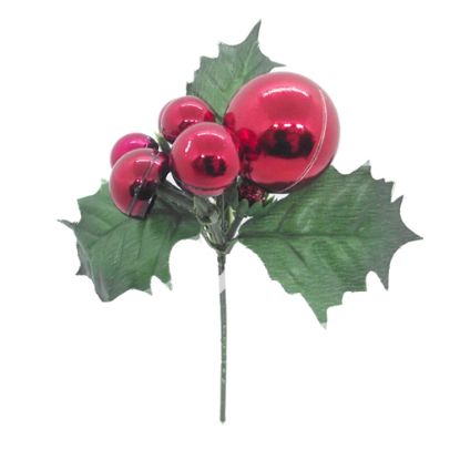 Picture of CHRISTMAS PICK WITH BAUBLES RED X 72pcs