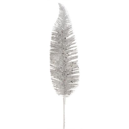 Picture of 42cm GLITTERED FERN SPRAY SILVER