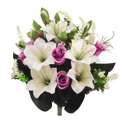 Picture of 48cm LARGE EASTER LILY AND ROSEBUD BUSH LAVENDER/CREAM