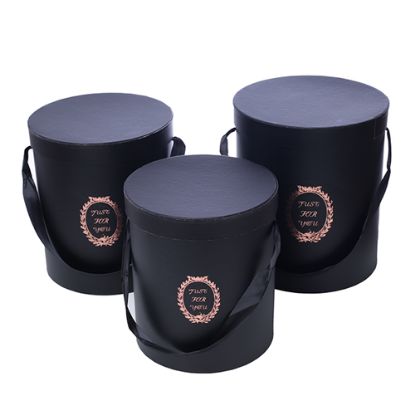 Picture of SET OF 3 EXTRA LARGE ROUND FLOWER BOXES BLACK - JUST FOR YOU