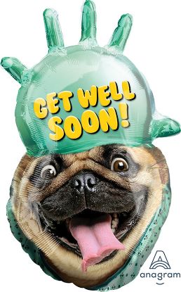 Picture of ANAGRAM 32 INCH XL FOIL BALLOON - GET WELL SOON PUG
