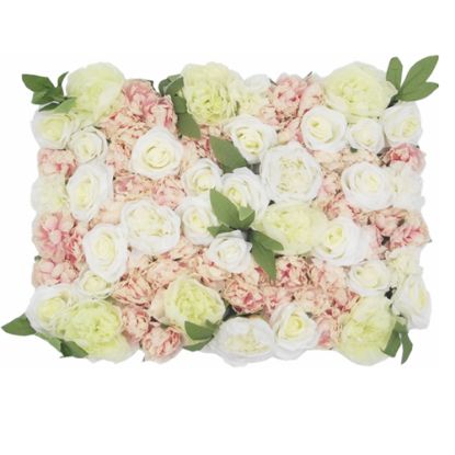 Picture of FLOWER WALL WITH PEONIES ROSES AND CARNATIONS 60cm X 40cm IVORY/PINK