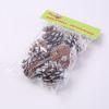 Picture of 5cm HANGING PINE CONE DECO IN NET BAG GLITTERED SILVER X 6pcs