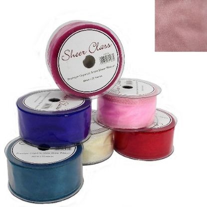 Picture of SHEER CLASS PREMIUM ORGANZA SNOW SHEER RIBBON WITH WIRED EDGE 50mm X 20met VINTAGE PINK