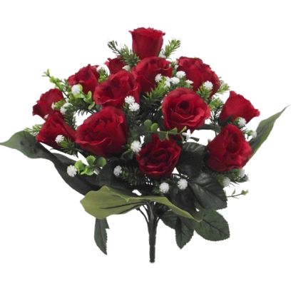 Picture of 40cm LARGE ROSEBUD AND GYP BUSH (18 HEADS) RED