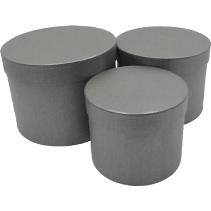 Picture of SET OF 3 ROUND FLOWER BOXES GREY