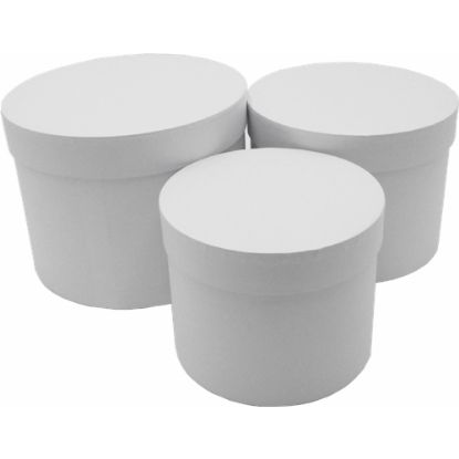 Picture of SET OF 3 ROUND FLOWER BOXES PEARL WHITE