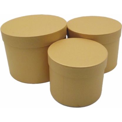 Picture of SET OF 3 ROUND FLOWER BOXES GOLD