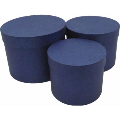 Picture of SET OF 3 ROUND FLOWER BOXES BLUE