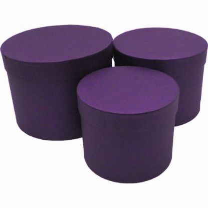 Picture of SET OF 3 ROUND FLOWER BOXES PURPLE