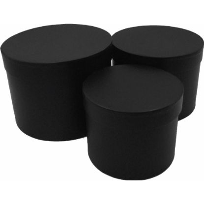 Picture of SET OF 3 ROUND FLOWER BOXES BLACK