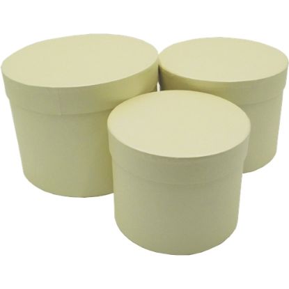 Picture of SET OF 3 ROUND FLOWER BOXES IVORY