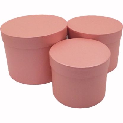 Picture of SET OF 3 ROUND FLOWER BOXES PINK