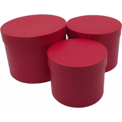 Picture of SET OF 3 ROUND FLOWER BOXES RED