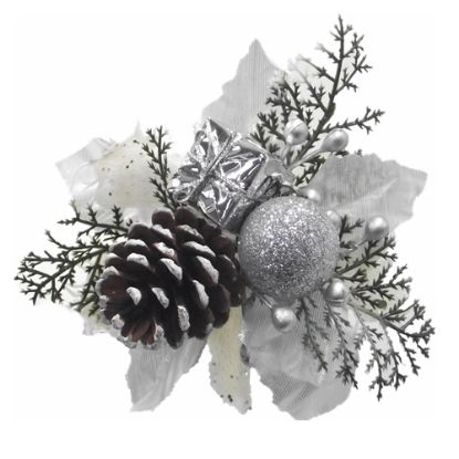 Picture of XMAS PICK WITH CONE PARCEL AND BALL WHITE/SILVER X 96pcs
