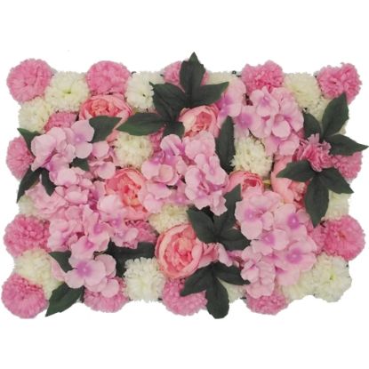 Picture of FLOWER WALL WITH PEONIES CARNATIONS AND HYDRANGEAS 60cm X 40cm PINK/PEACH/IVORY
