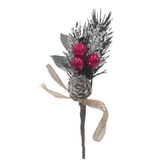 Picture of 12cm CHRISTMAS PICK WITH CONE AND BERRIES RED X 96pcs