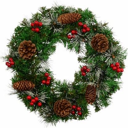Picture of 45cm (18 INCH) CHRISTMAS SPRUCE AND PINE WREATH WITH BERRIES AND CONES