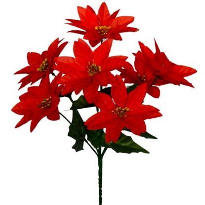 Picture of 34cm POINSETTIA BUSH (7 HEADS) RED/GOLD