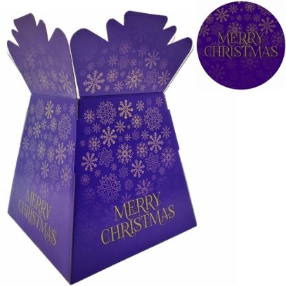 Picture of BOUQUET BOX GLOSSY - MERRY CHRISTMAS SNOWFLAKES PURPLE/GOLD X 30pcs