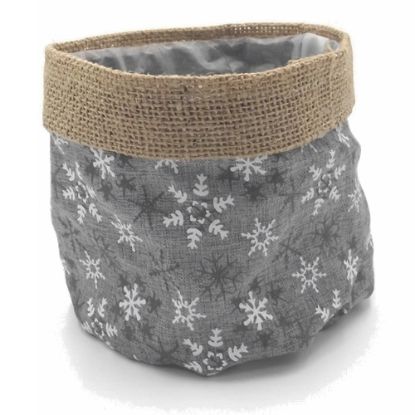 Picture of 15cm CLOTH PLANTER - SNOWFLAKES GREY/WHITE