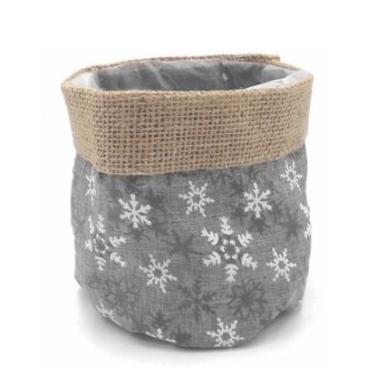 Picture of 13cm CLOTH PLANTER - SNOWFLAKES GREY/WHITE