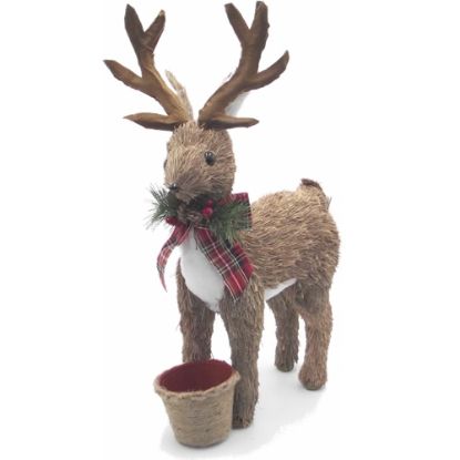 Picture of 54cm NATURAL STRAW STANDING REINDEER WITH PLASTIC POT