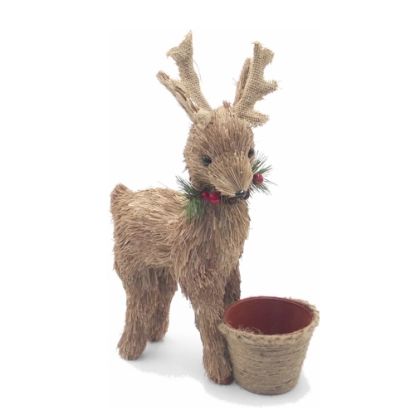 Picture of 36cm NATURAL STRAW STANDING REINDEER WITH PLASTIC POT