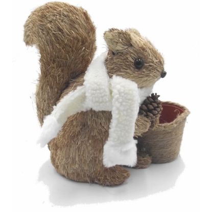 Picture of 28cm NATURAL STRAW STANDING SQUIRREL WITH PLASTIC POT