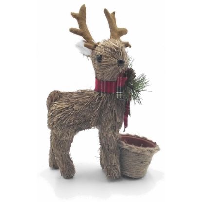 Picture of 30cm NATURAL STRAW STANDING REINDEER WITH PLASTIC POT