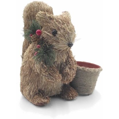 Picture of 27cm NATURAL STRAW STANDING SQUIRREL WITH PLASTIC POT