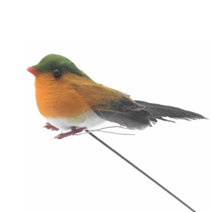 Picture of 7.5cm ROBIN PICK ON 20cm WIRE RED/BROWN X 12pcs