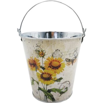 Picture of 13cm METAL POT WITH HANDLE - SUNFLOWER