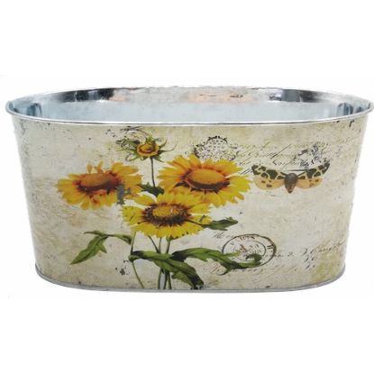 Picture of 25cm METAL OVAL PLANTER - SUNFLOWER