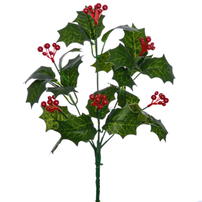 Picture of 33cm HOLLY AND BERRY BUSH GREEN
