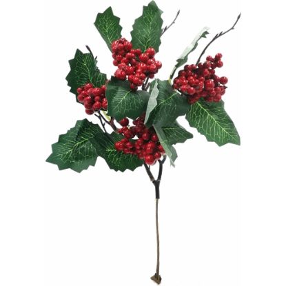 Picture of 32cm HOLLY SPRAY WITH BERRIES GREEN/RED
