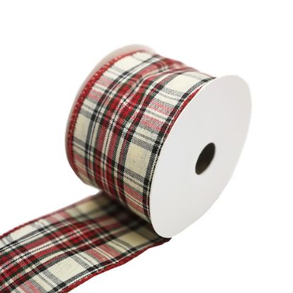 Picture of 63mm TARTAN FABRIC WIRED EDGE RIBBON RED/GREEN X 10yds