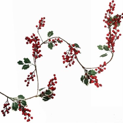 Picture of 150cm HOLLY AND BERRY GARLAND RED/GREEN