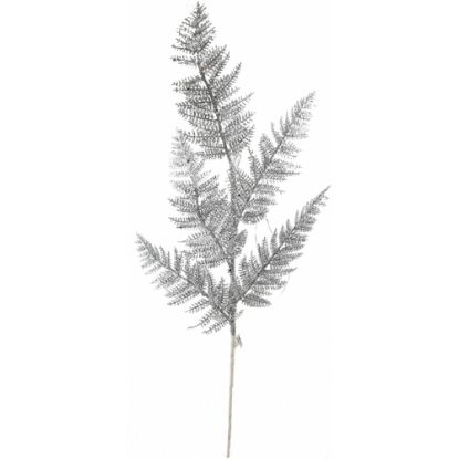 Picture of 69cm LARGE GLITTERED FERN SPRAY SILVER