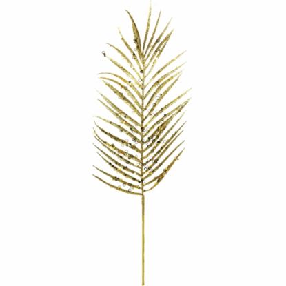 Picture of 59cm GLITTERED FERN SPRAY GOLD